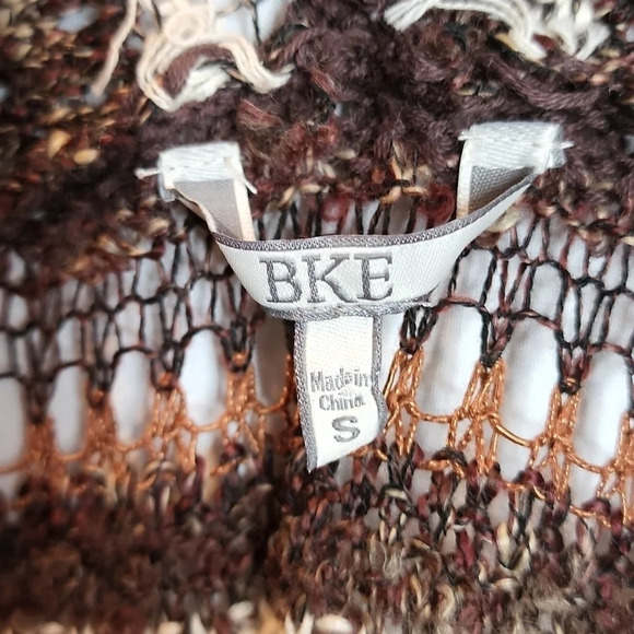 BKE Fringed Brown Sweater Open Cardigan Size Small - Picture 12 of 16